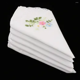 Bow Ties 5pcs Vintage Floral Embroidered Hankies Cotton Lace Hanky