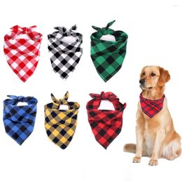 Dog Apparel 1Pc Large Plaid Bandana For Thick Pet Bandanas Scarf Winter Spring Cotton Supplies Accessories Puppy