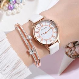 Wristwatches Retro Simple Scale Small Fresh Fashion Women Watches Qualities Female Quartz Watch Vintage Leather Ladies Wristwatch