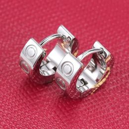 Titanium steel stud earring for woman exquisite simple fashion C diamond ring lady earrings jewelry giftQ6