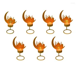 Candle Holders Wrought Iron Holder Romantic Moon Castle Eid Mubarak Ramadan Decorations