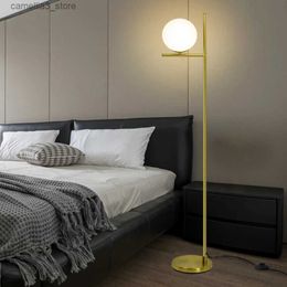 Floor Lamps Depuley Modern Frosted Glass Globe LED Floor Lamp Pole Standing Lamp for Bedroom Living Room Energy Saving Luminaire Black/Gold Q231016