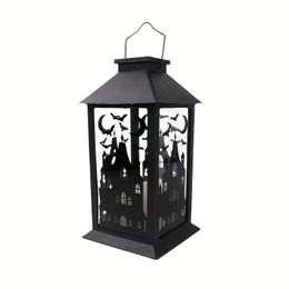 1pc Halloween Solar Powered Castle Lantern, Portable Wind Lamp For Home And Outdoor Decoration