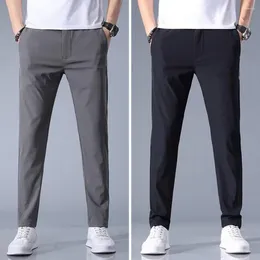 Men's Pants Chic Men Trousers Slim Fit Summer Straight Anti-wrinkle Commute