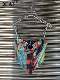 Women's Tanks Sexy Colour Tie Dye Irregular Camisole Sleeveless Back Zipper Design Top 2023 Summer Female 11XX4971