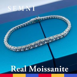 Bangle SEMNI 5mm--3mm Gradient Diamond Tennis Bracelet for Women Men 925 Sterling Silver Luxury Bangle Sparkle Diamond GRA 231013