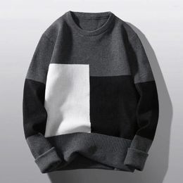 Men's Sweaters Casual Round Neck Sweater Fashion-forward Cozy Colorblock Knitted Thick Warm Stylish