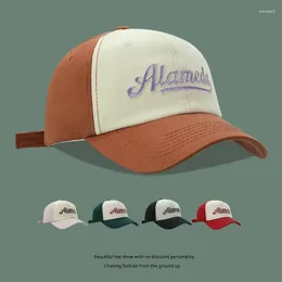 Ball Caps Baseball Cap For Women Spring And Summer Soft Top Letters Embroidered Sun Hat Korean Style Face-Looking Small Peaked Men