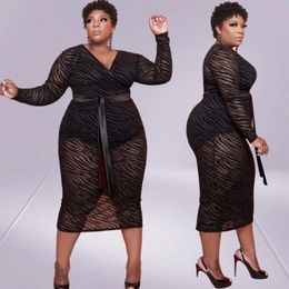 Mesh Dresses Women Plus Size Clothing Fashion Elegant Sexy Long Sleeve Party Maxi Dress Without Inside244b