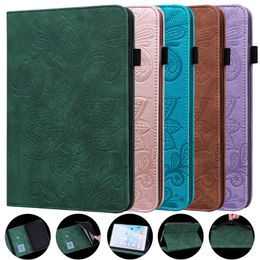 Fashion Imprint Flower Lace Leather Tablet Case For Samsung Galaxy Tab A9 S8 S9 A9 Plus Retro Print Girls Lady Wallet Frame Pocket ID Card Slot Holder Flip Cover Pouch