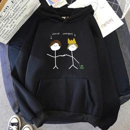 Men's Hoodies Young Royalss Y2k Streetwear Men Kawaii/Cute Stick Figure Graffiti Cartoon Sweatshirts Retro Clothing Warm Couples Long Sleeve