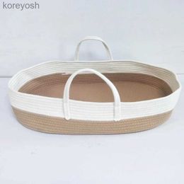 Bassinets Cradles Nordic Style Outdoor Travel Portable Baby Sleeping Basket Infant Crib Large Capacity Cotton Rope Knitted Storage BasketL231016