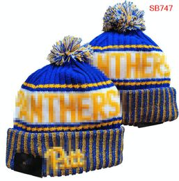 Men's Caps NCAA Hats All 32 Teams Knitted Cuffed Pom Pitt Panthers Beanies Striped Sideline Wool Warm USA College Sport Knit hat Hockey Beanie Cap For Women's a0