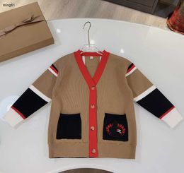 brand designer kids V-neck cardigan fashion wool baby Knitted sweater Size 100-160 CM Embroidered logo decoration baby Jacket Aug16