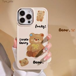 Cell Phone Cases Cream Plush Bear Suitable for iPhone 14 Promax Phone Case Apple 13 Oil Painting 12 Cute 11 Silicone 14L2310/16