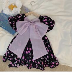 Flickans klänningar Flower Girls Dress Kids Casual Big Bow Fashion Classic Summer Cloth Vestidos för 1-10ys Children's Princess Birthday Outfit 231016