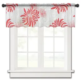 Curtain Chrysanthemum Texture Red Ash Christmas Short Sheer Window Tulle Curtains For Kitchen Bedroom Decor Small Voile Drapes