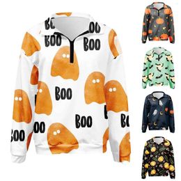 Women's Hoodies Womens Halloween Print Trend Top Long Sleeve Lapel Zip Up Hoodie Sweatshirt Pyjamas Woman Regular Size
