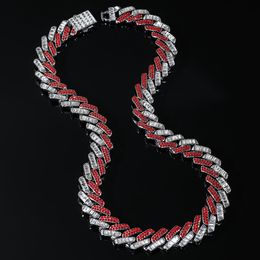 Mens Hip Hop Cuba Chain Designer Choker Necklace Exaggerate Geometry Full Red White Diamond Crystal 18K Gold Silver Miami Necklaces Bracelet Nice Jewelry