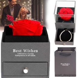 Jewelry Boxes Lover's Rose Jewelry Gift Box Ring Earrings Necklace Storage Boxes Wedding Valentine's day Eternal Rose Jewelry Case R231016