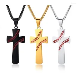 Pendant Necklaces Mens Baseball Cross Boys Necklace Punk Vintage Style Stainless Steel Bible Verse Amulet Gift