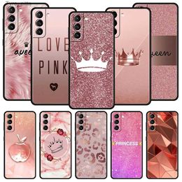 Cell Phone Cases Rose Gold Pink Princess Queen Phone Case For Samsung Galaxy S23 S22 S21 Ultra S20 FE 5G S10 S9 S8 Plus S10E Cover Silicone ShellL2310/16