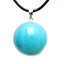 Pendant Necklaces Qingmos 18mm Round Sky Blue Natural Jade Necklace For Women With Genuine Stone Jewelry Chokers 17-18'' Cord