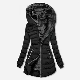 Women's Trench Coats Winter Jacket Women 2023 Fashion Hooded Overcoat Slim Long Parka Mujer Cotton Padded Casual Black Coat Female