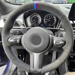 Steering Wheel Covers Car Steering Wheel Cover For BMW M Sport F10 F12 F30 F32 F34 F45 F22 F39 F15 F16 F25 F26 1.2mm Suede Leather Trim red blue bar Q231016