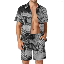 Men's Tracksuits Initial AE86 Drifting Car Men Sets Anime Race Casual Shorts Vacation Shirt Set Summer Design Suit Short Sleeve Oversize