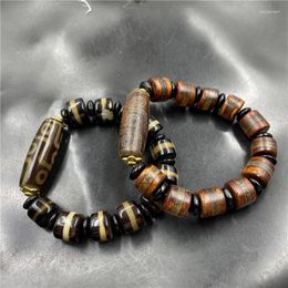 Strand Tibetan Retro First-Line Dzi Agate Barrel Shaped Bead Bracelet