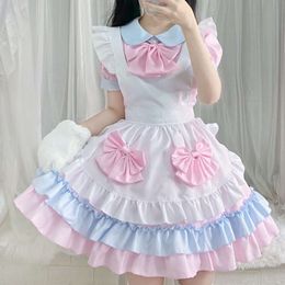 Woman Lolita Maid Uniform Pink Costume Cosplay Sweer Lolita Dress Kawaii Dress Role Play Halloween Party Cosplay Anime Clothing