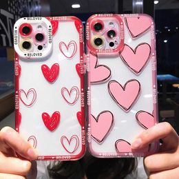 Cell Phone Cases For Samsung S20 FE Case Galaxy S10Plus s21 S22 S21 Ultra s22 Plus Soft Love Heart Transparent Bumper Shockproof Back Phone CoverL2310/16