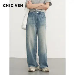 Women's Jeans CHIC VEN Retro Straight Casual High Waist Trousers Streetwear Denim Pants Vintage Clothes Spring Autumn 2023