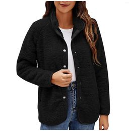 Women's Jackets Winter Clothes Women Long Sleeve Cardigan Coat Casual Button Down Warm Fuzzy Fleece Jacket Oversized Outwear