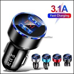 Car Charger Car Charger 15W Dual Usb Currency Cigarette Lighter Charging For Adapter Automobiles Motorcycles Auto Electronics Dhguv