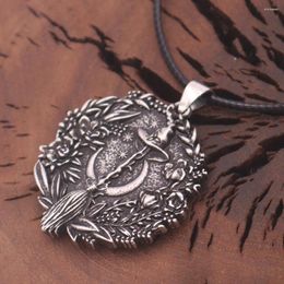 Pendant Necklaces Moon Goddess Witch Wizard Hat Broom Necklace Gothic Charm Jewellery Halloween Gift