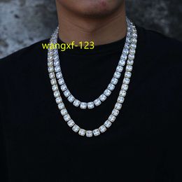 Clustered Tennis Chain Shining Jewelry Baguette 10mm Rhodium Gold Plated Clustered Necklace Choker Iced Out Cubic Zircon Mens