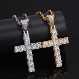 Diamond Cross Pendant Necklace Mens Gold Necklaces Iced Out Pendant Hip Hop Jewelry276o