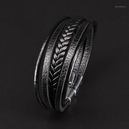 2020 Brand New Men Leather Bracelet Magnet Buckle Vintage Male Braid Jewelry For Women Handmade Multi layer Wrist Band Gifts1239z