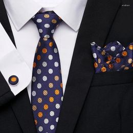 Bow Ties Luxury Silk Tie For Mens Necktie Handkerchief Pocket Squares Cufflink Set Jacquard Woven Wedding Business Accessories