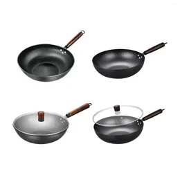 Pans Nonstick Wok Coating Cookware 32cm Universal Durable Wood Handle Pan Flat Bottom For Sautee Cooking Boiling