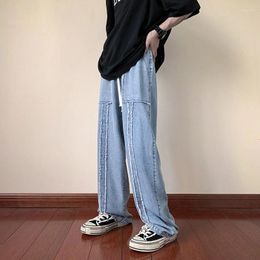Men's Jeans Plus Size 5XL-M Summer Fashion Front Burrs Design Loose Wide Leg Pants Men Clothing 2024 Simple Casual Denim Trousers Sale