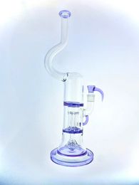 Smoking Pipes purple cfl accents pillar bong 18 inch 18mm joint bent neck 6 arms high quality with horn bowl