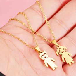 Pendant Necklaces 10Pcs Mirror Polish Stainless Steel Boy Girl Necklace Flat Cable Chain Family Love Children Neck Gift Jewellery