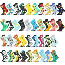 Men's Socks Men Women Creative AB Asymmetrical Aotton Fashion Personality Trend Cartoon Couple Funny Daily Big Size Sox