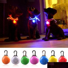 Dog Collars Leashes Led Flashlight Cat Collar Glowing Pendant Night Safety Pet Leads Necklace Luminous Bright Decoration For Dogs3 Dhby0