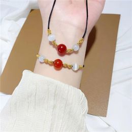 Necklace Earrings Set Red Bean Acacia Healing Reiki Natural Agate Opal Beaded Bracelet Lovers Adjustable Semi-precious Stone Jewelry