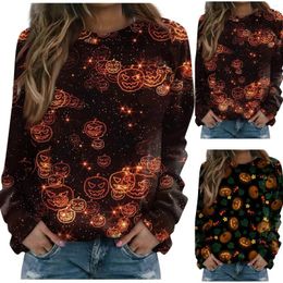 Women's Hoodies Halloween Printed Sweatshirt Sexy Elegant Round Neck Hoodless Womens Office Tops D For Women