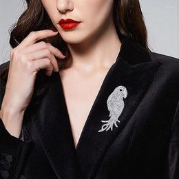 Brooches Fashion Rhinestone Zircon Parrot Bird Animal Brooch For Women Personality Charm Wedding Banquet Clothing Accessories Gift